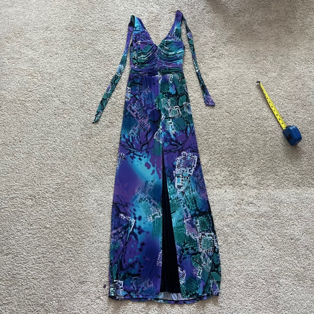 Cache Y2K vintage mesh long animal print maxi dress slit Size‎ XS - Picture 4 of 5